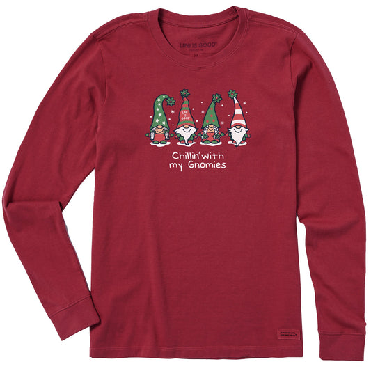 Women's Chillin' with my Gnomies Fam Long Sleeve Crusher Tee