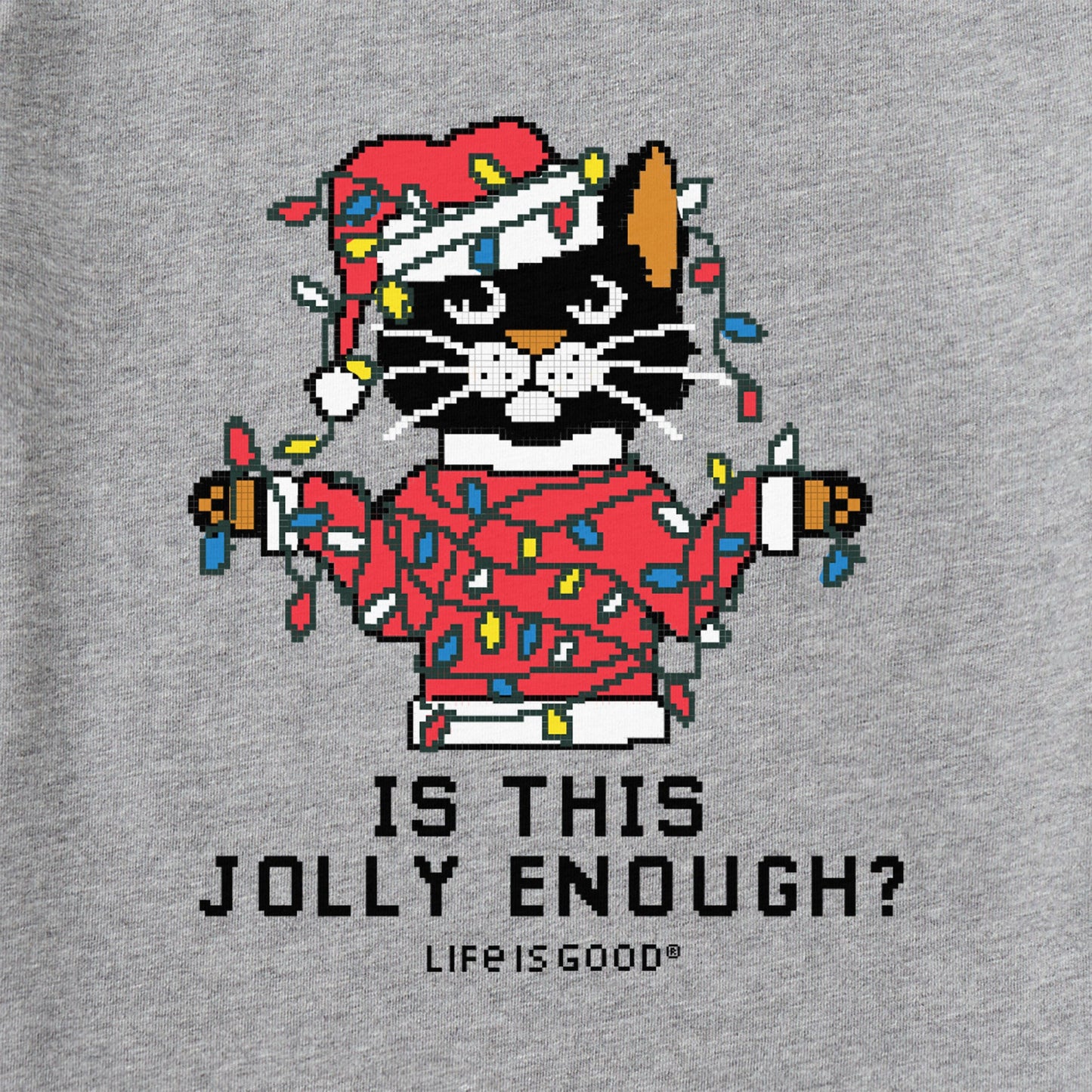 Women's Ugly Sweater Santa Cat Long Sleeve Crusher Tee