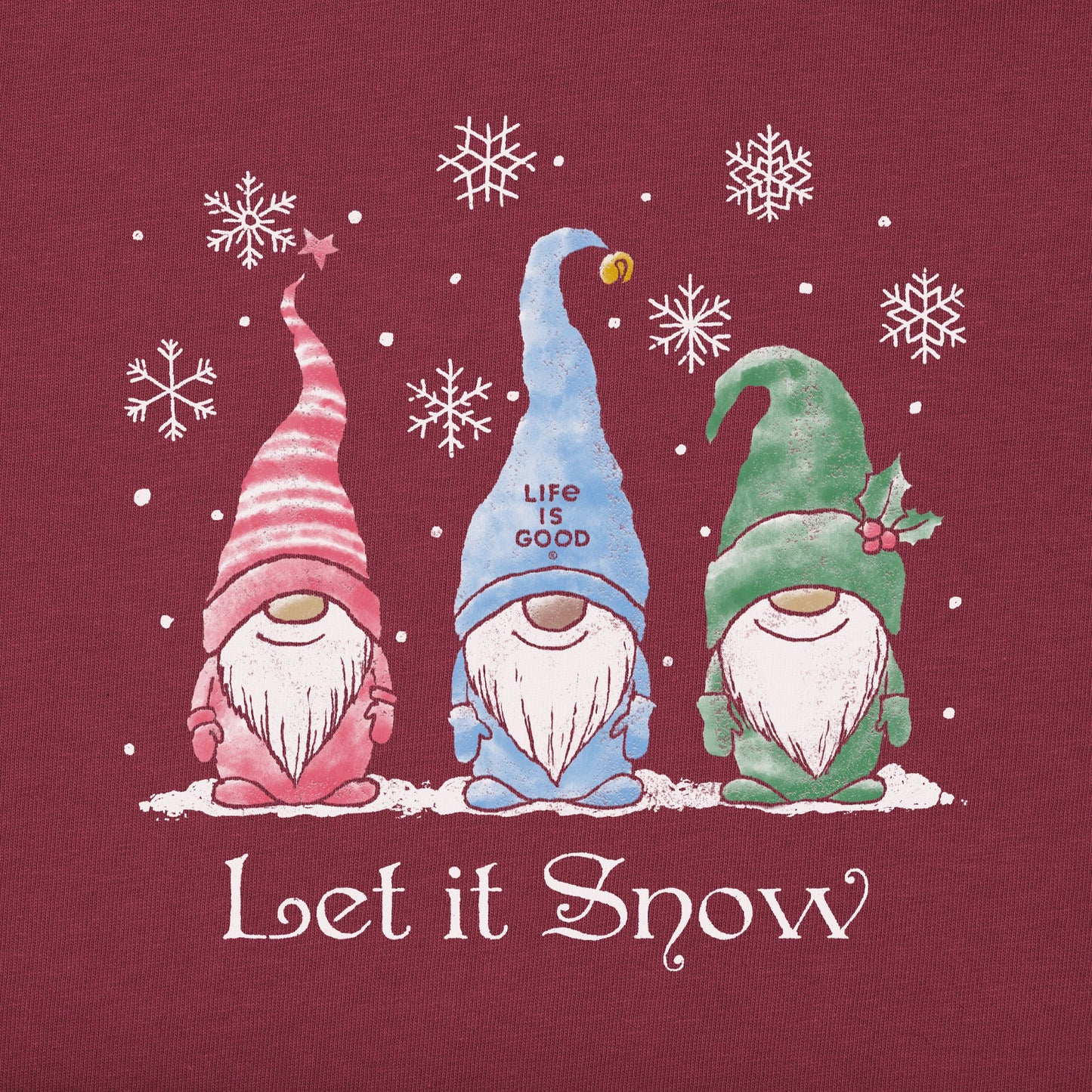 Kids Let it Snow Gnomes Long Sleeve Crusher Tee