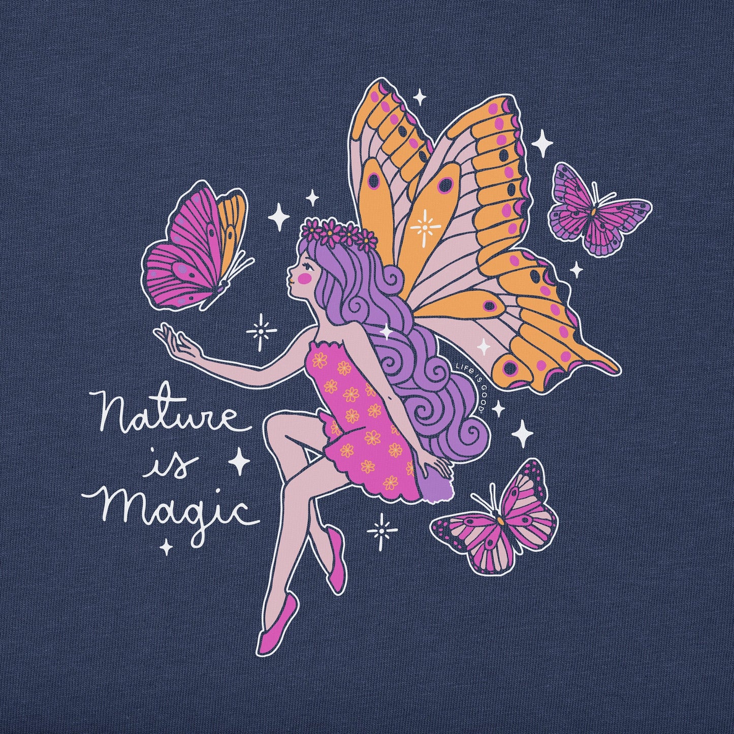 Kids Butterfly Fairy Nature is Magic Long Sleeve Crusher Tee