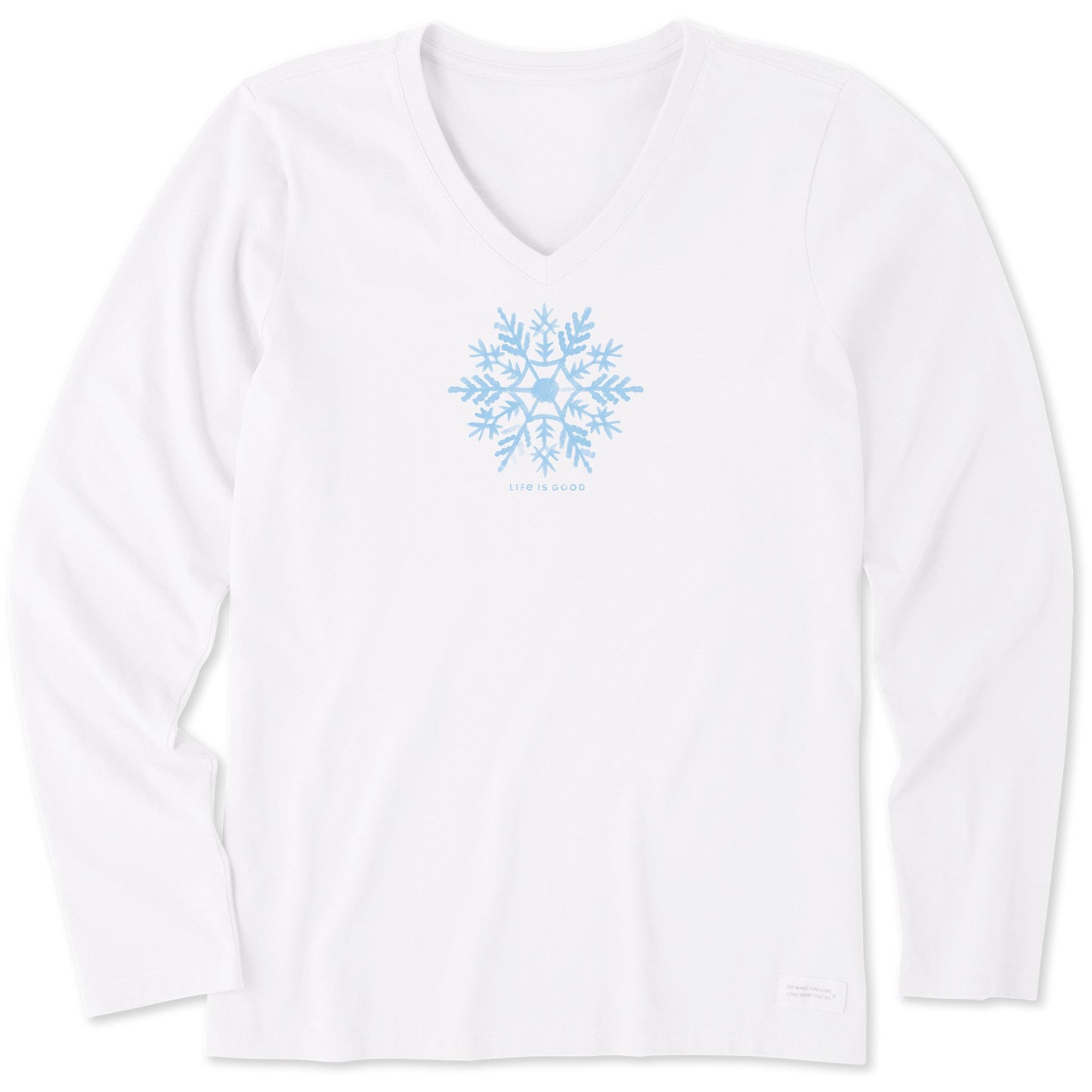 Women's Watercolor Snowflake Long Sleeve Crusher Vee