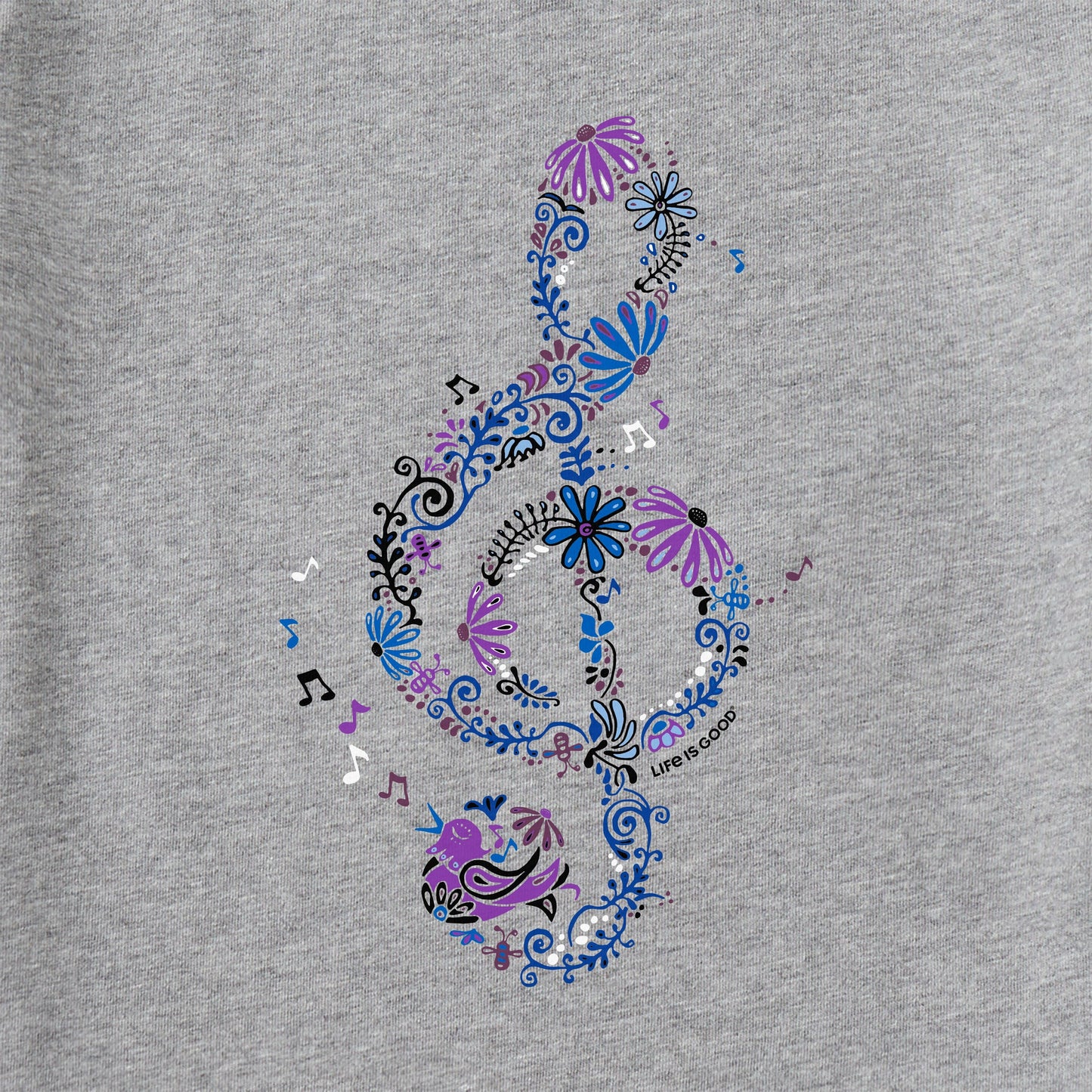 Women's Wildflower G Clef Short Sleeve Crusher Vee