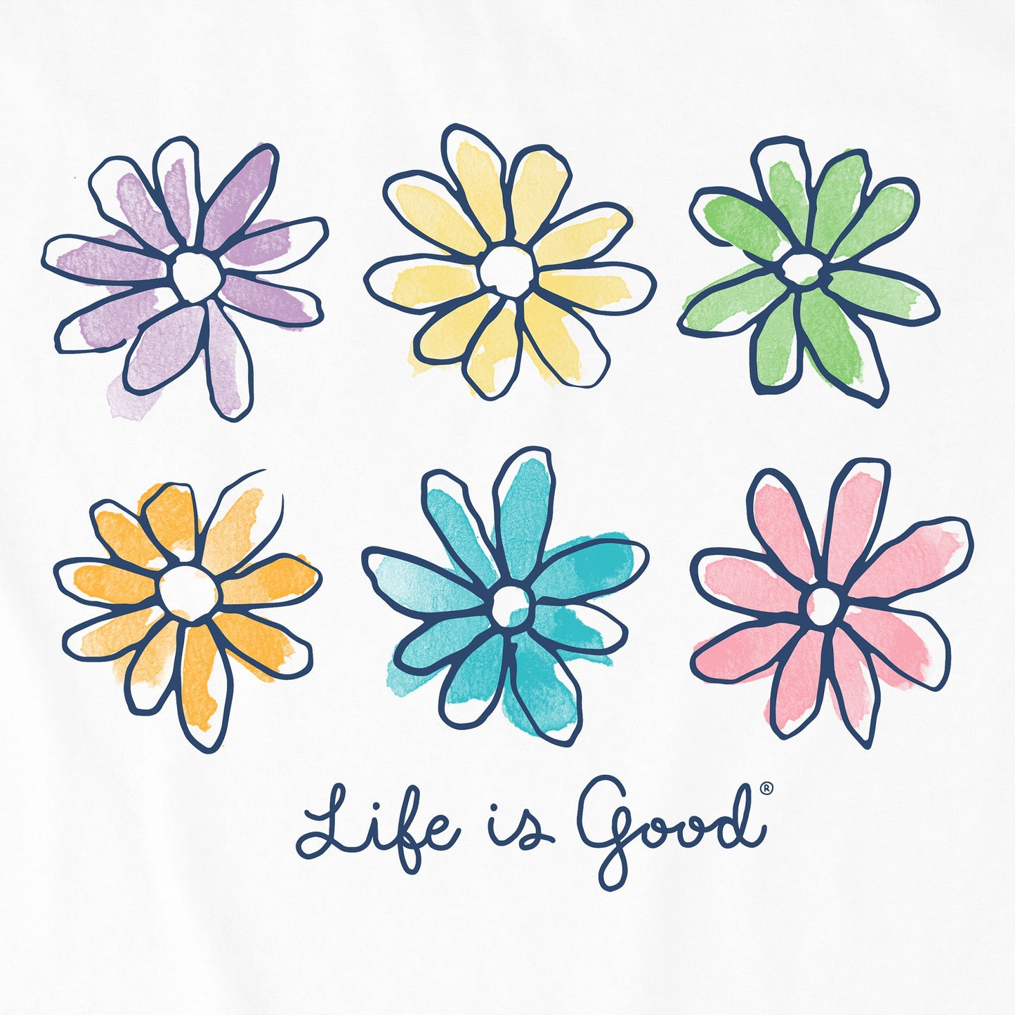 Women's Watercolor Daisies Short Sleeve Tee