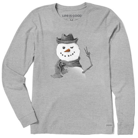 Women's Snowman Peace Sign Long Sleeve Crusher Tee