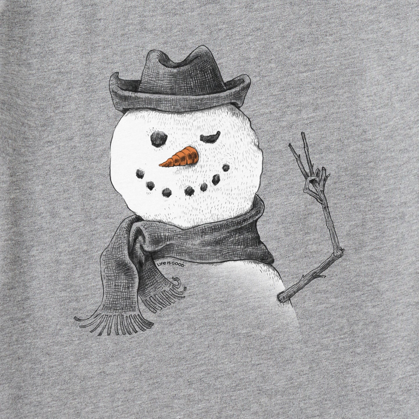 Women's Snowman Peace Sign Long Sleeve Crusher Tee