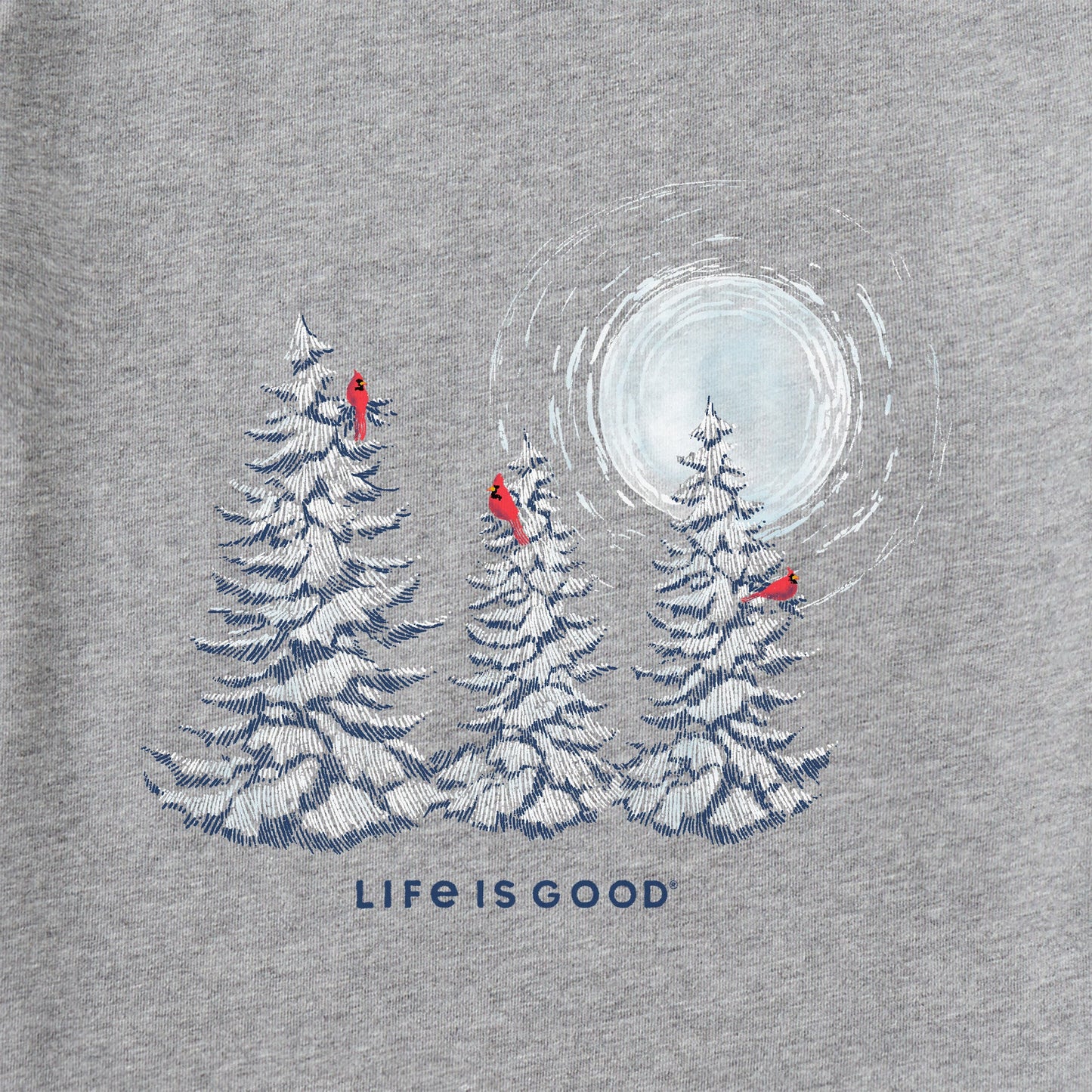 Women's Snowy Pines with Cardinals Long Sleeve Crusher Vee