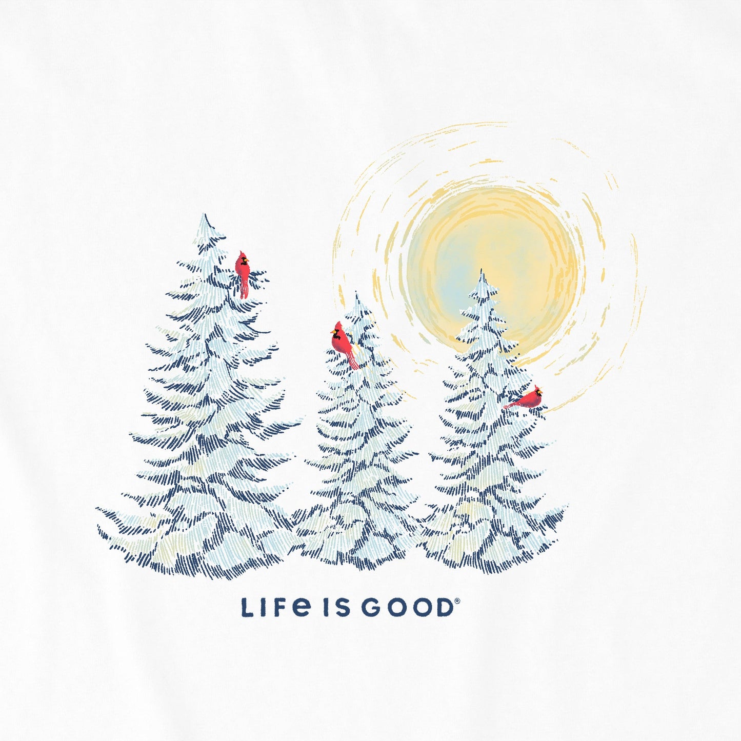 Women's Snowy Pines with Cardinals Long Sleeve Crusher Vee