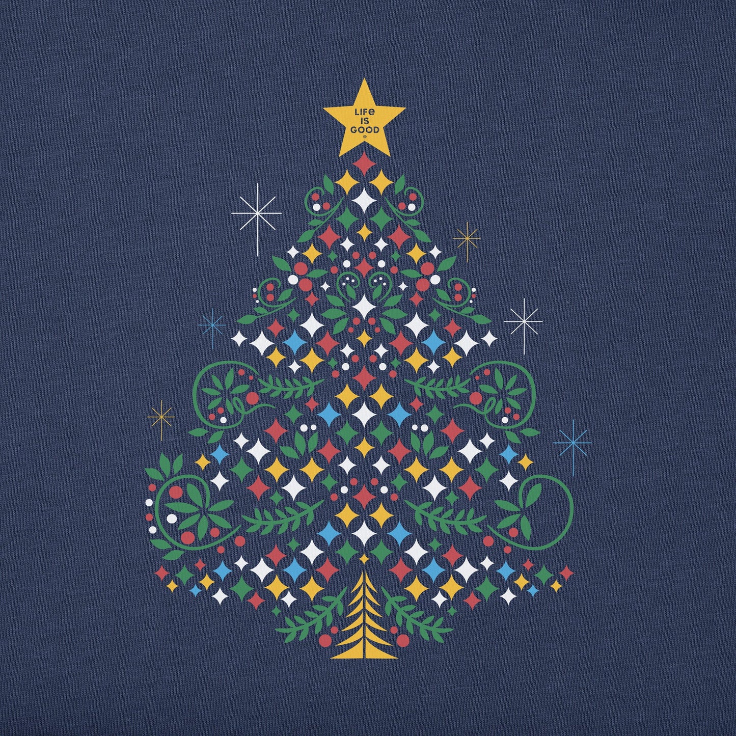 Women's Christmas Tree Sparkles Long Sleeve Crusher Vee