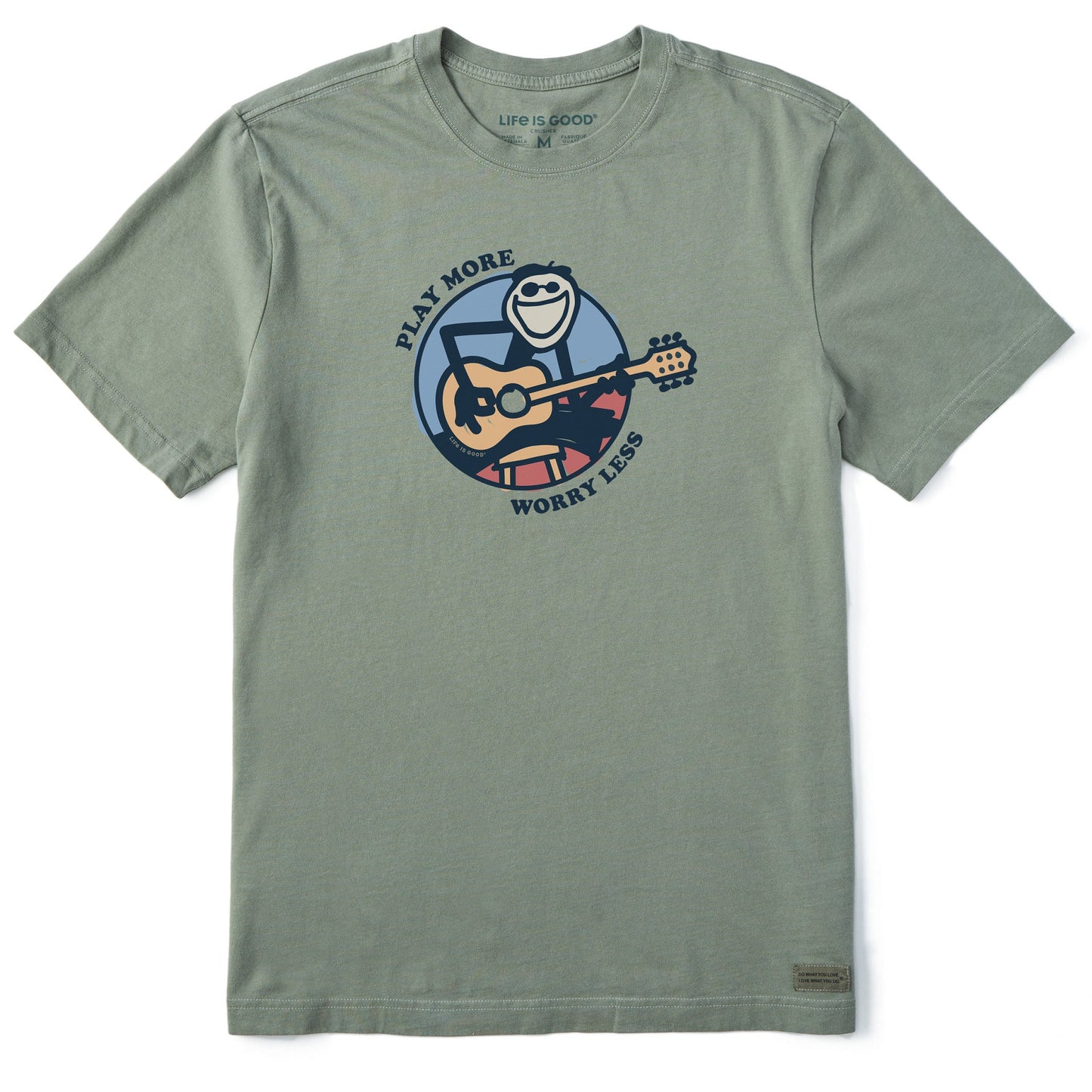 Men's Play More Worry Less Jake Guitar Short Sleeve  Tee