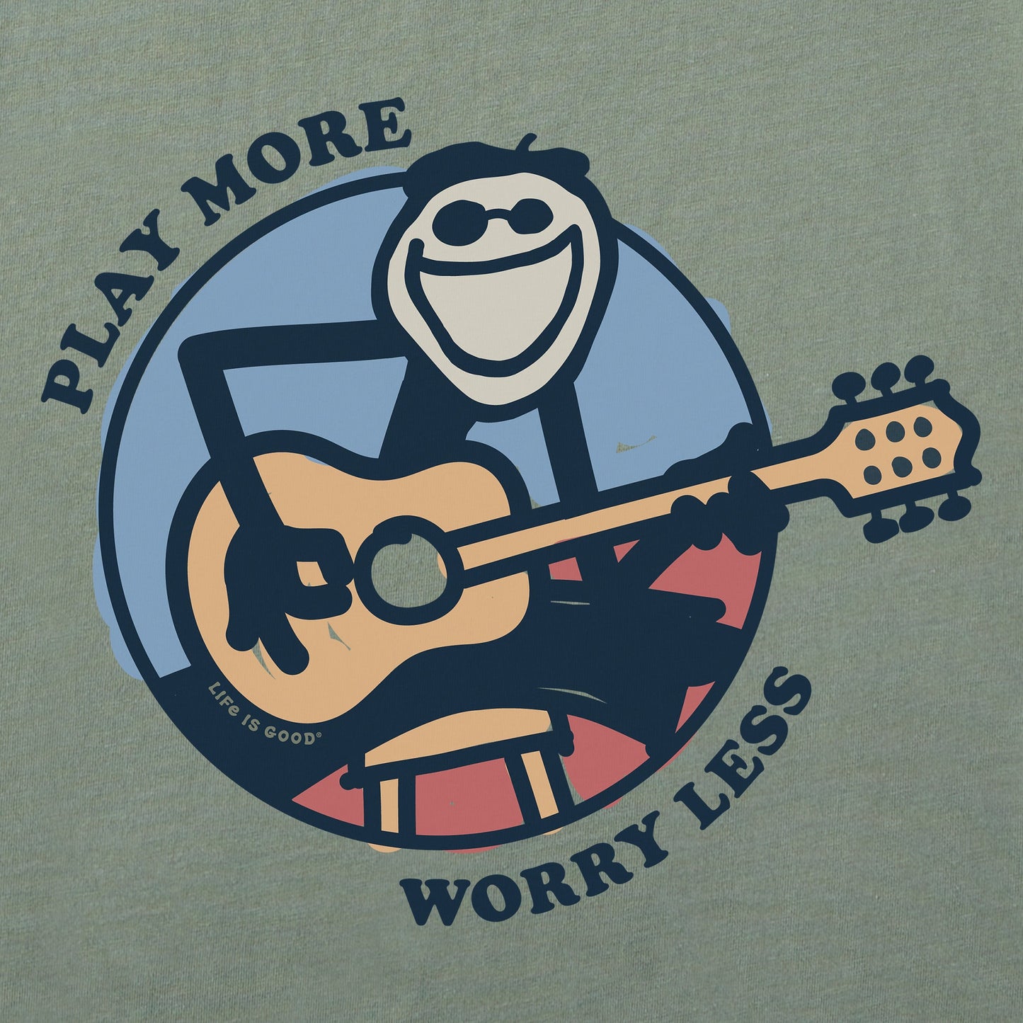 Men's Play More Worry Less Jake Guitar Short Sleeve  Tee