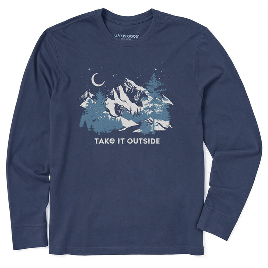 Men's Take It Outside Winter Moon Long Sleeve Crusher Tee