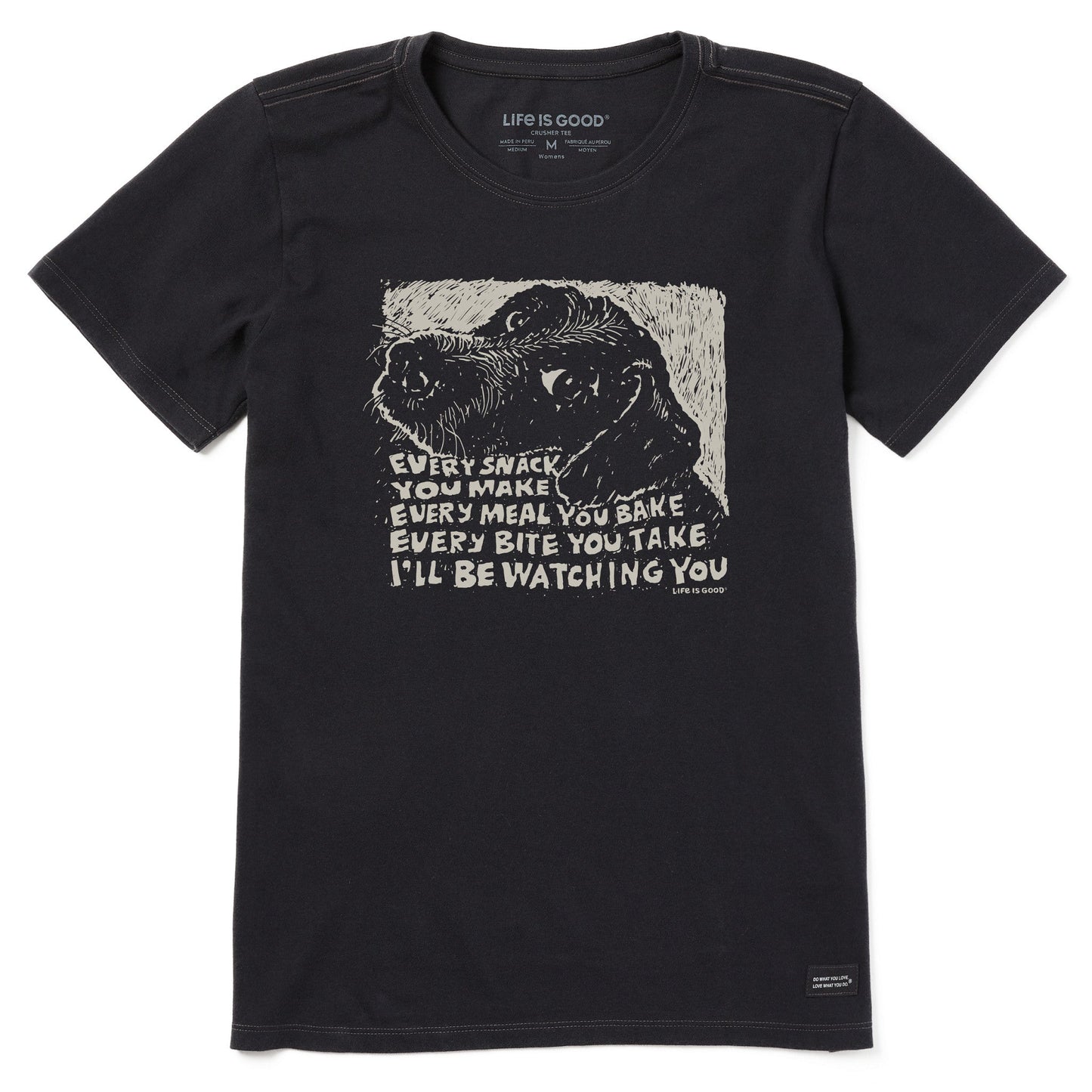 Women's Black Snack Dog Short Sleeve Tee