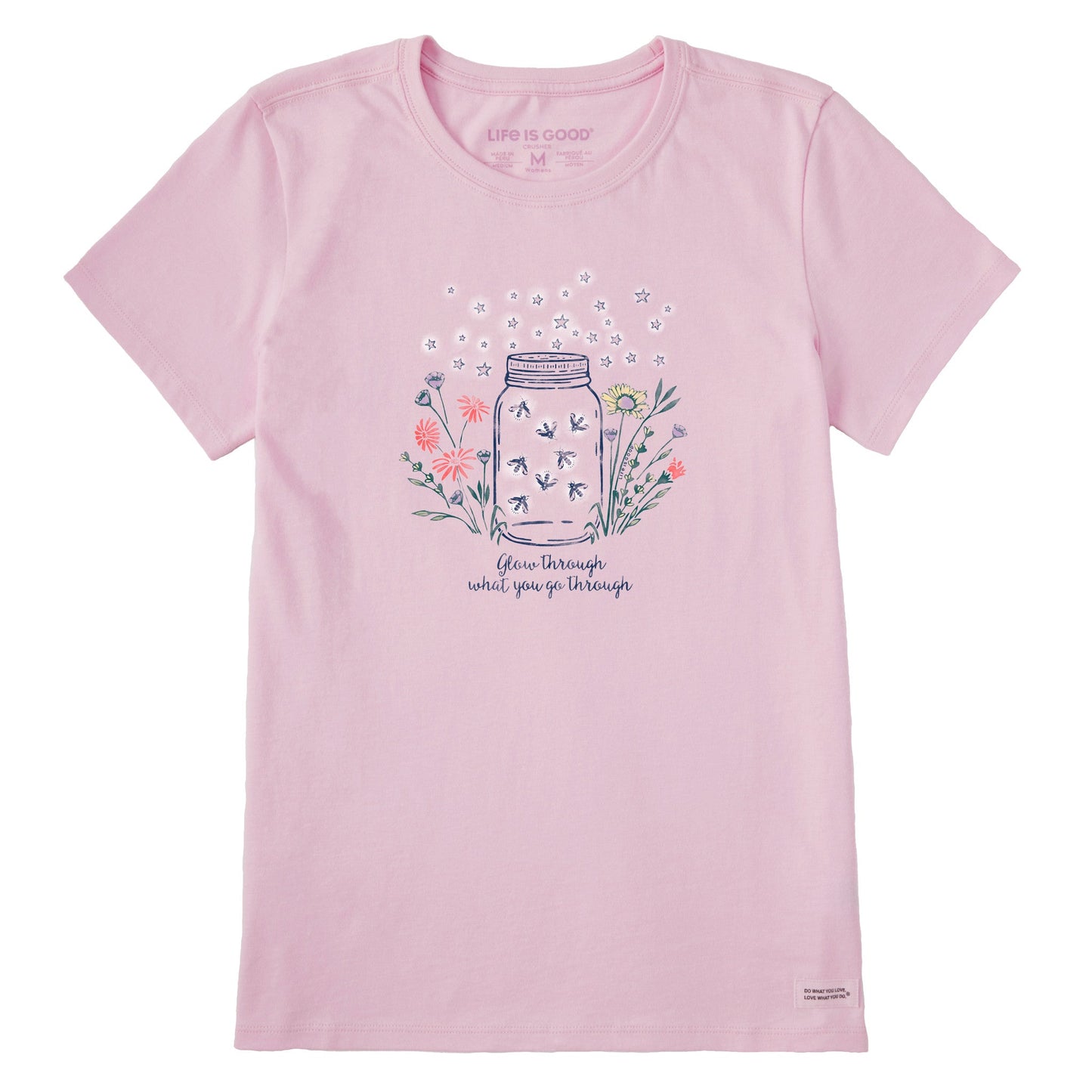 Women's Fireflies Flowers Jar Short Sleeve Tee