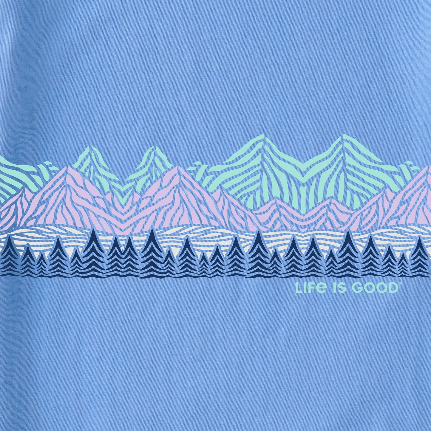 Women's Woodblock Mountain Scene Short Sleeve Crusher Tee