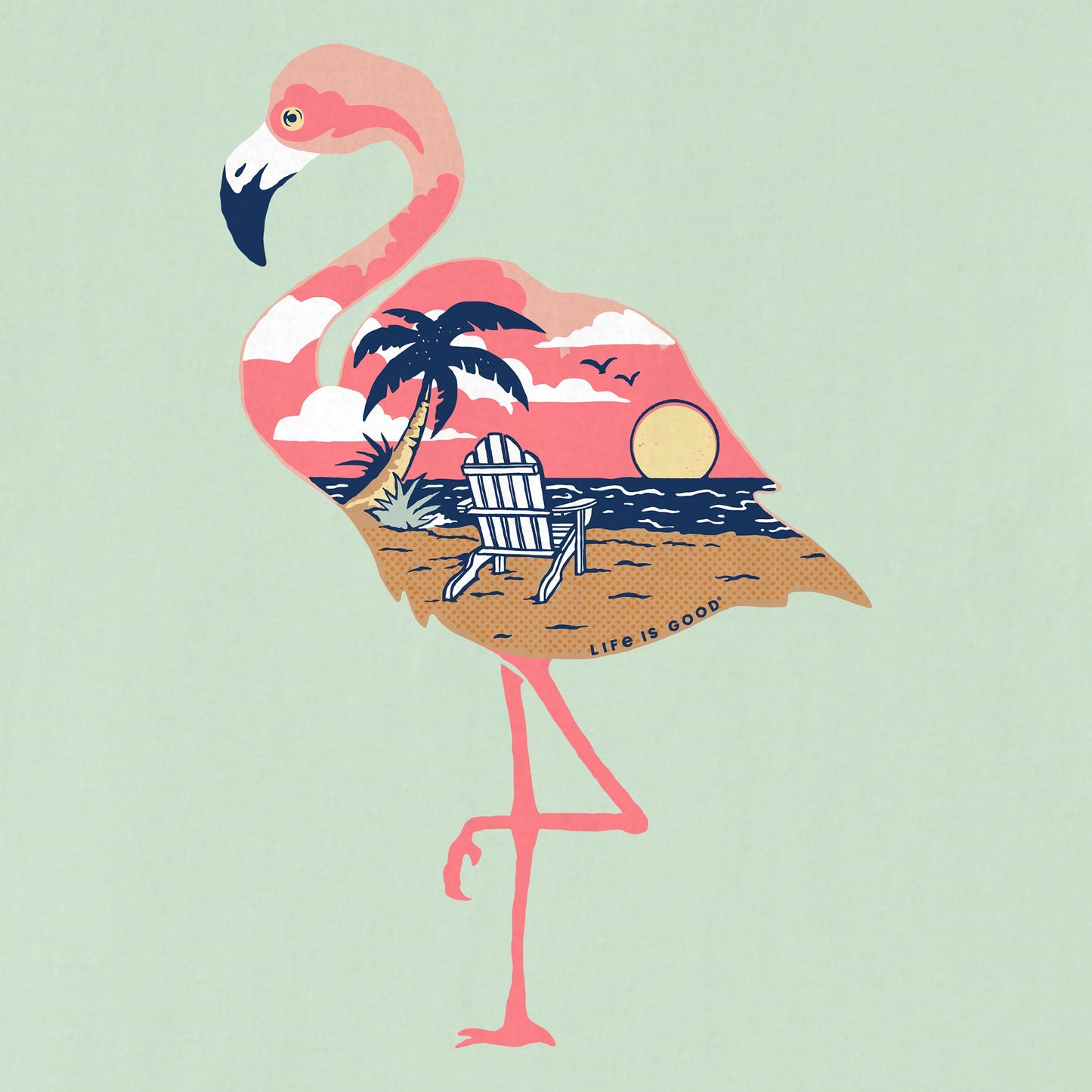 Women's Beachy Flamingo Short Sleeve Crusher Tee