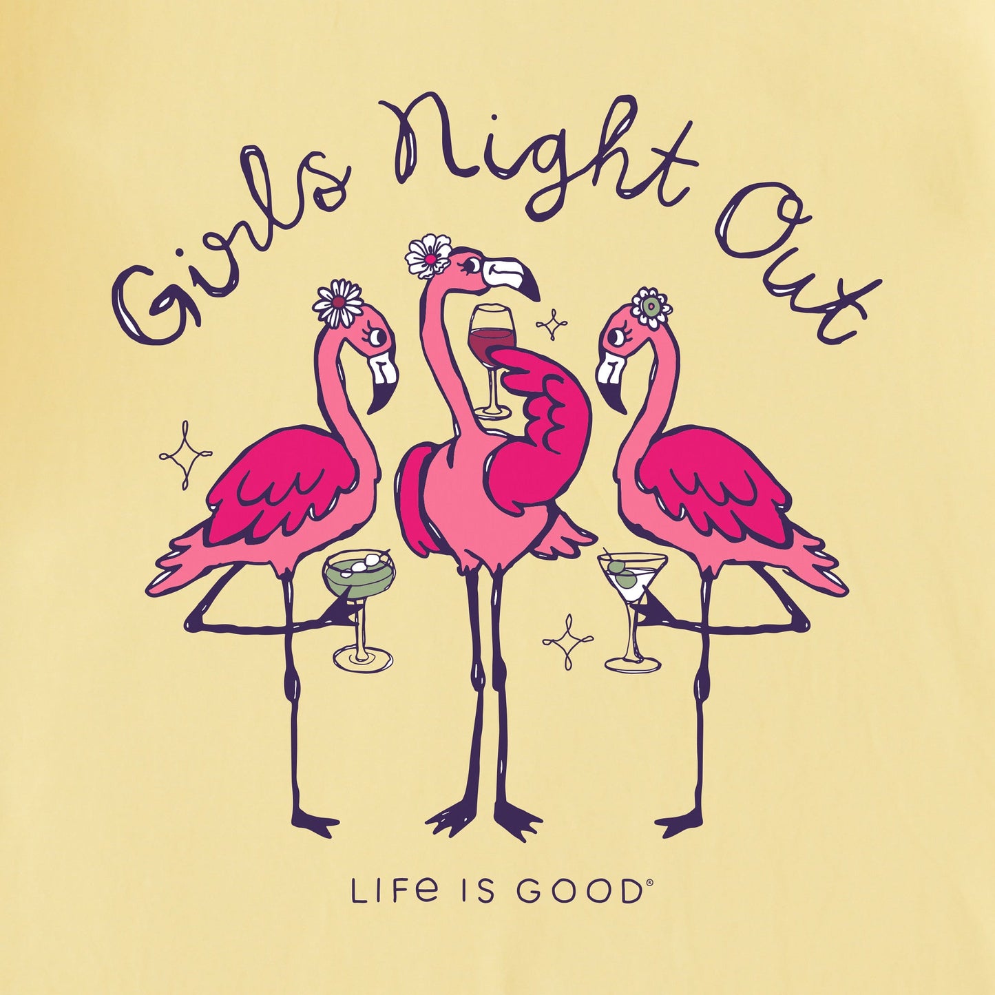 Women's Girls Night Out Flamingo Short Sleeve Tee
