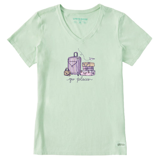 Women's Go Places Luggages Short Sleeve Crusher Vee
