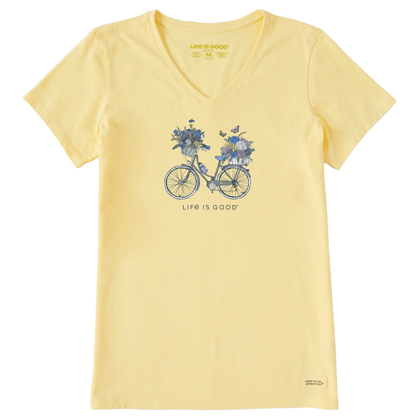 Women's Bike Flower Baskets Short Sleeve Vee
