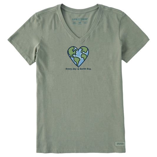 Women's Every day is Earth Day Short Sleeve Crusher Vee