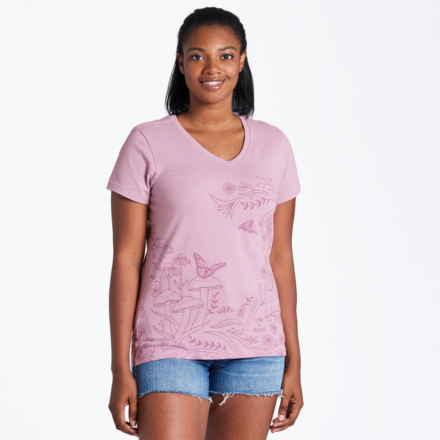 Women's Wildflower Meadow Short Sleeve Crusher Vee