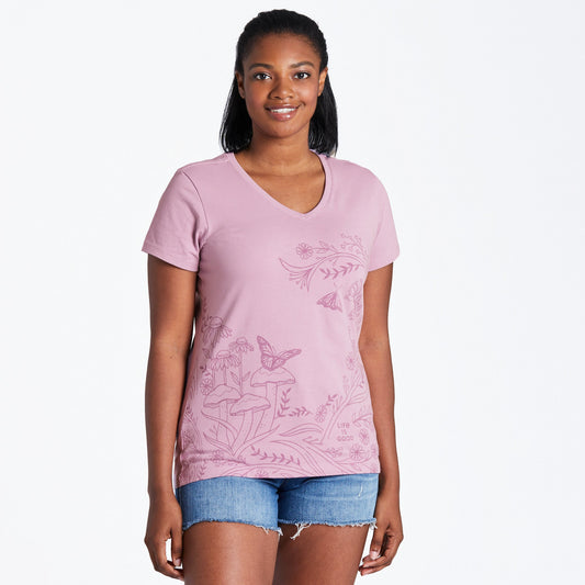 Women's Wildflower Meadow Short Sleeve Crusher Vee