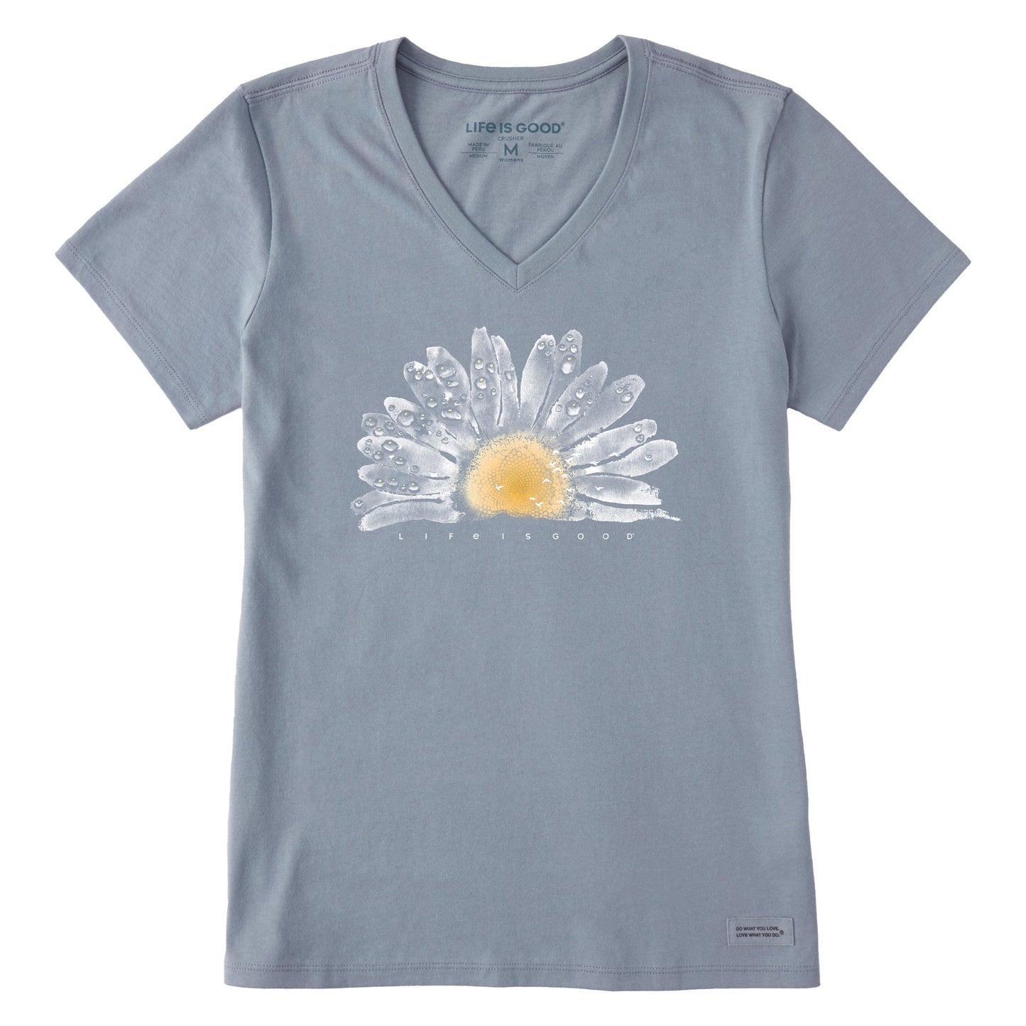 Women's Watercolor Daisy Short Sleeve Crusher Vee