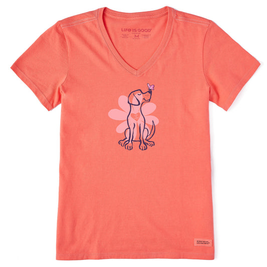 Women's Spring Daisy Dog Short Sleeve Vee