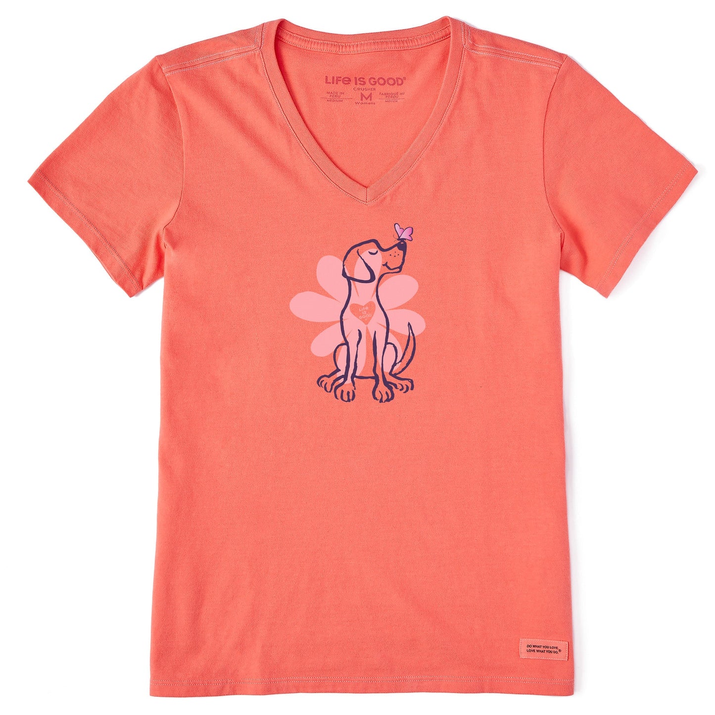 Women's Spring Daisy Dog Short Sleeve Vee