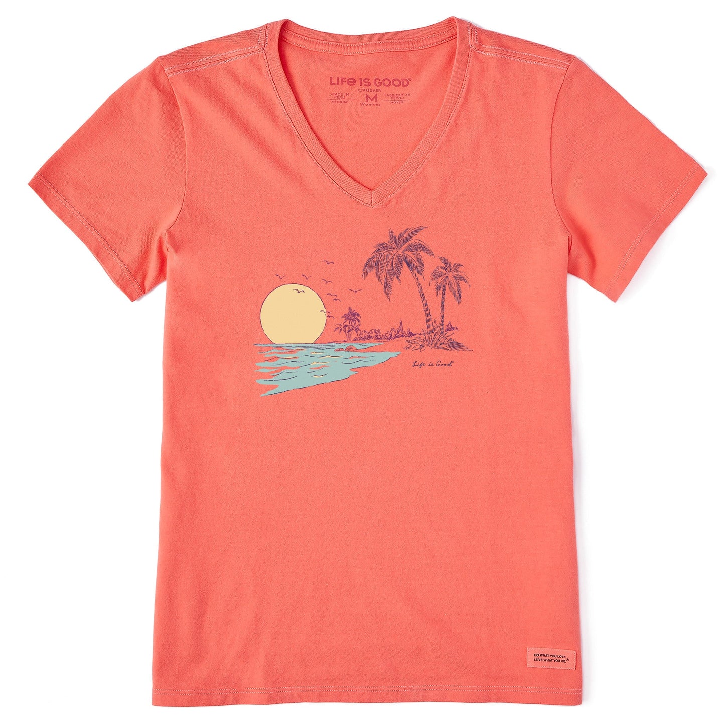 Women's Sunset Palms Short Sleeve Crusher Vee