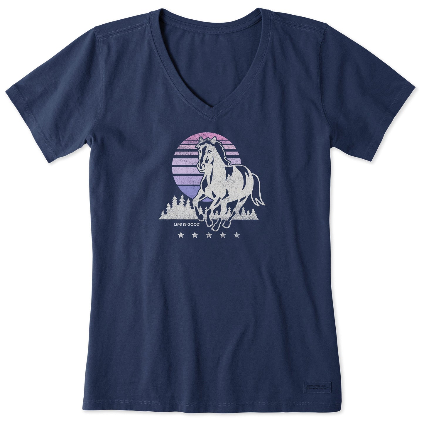 Women's Sunset Horse Short Sleeve Vee