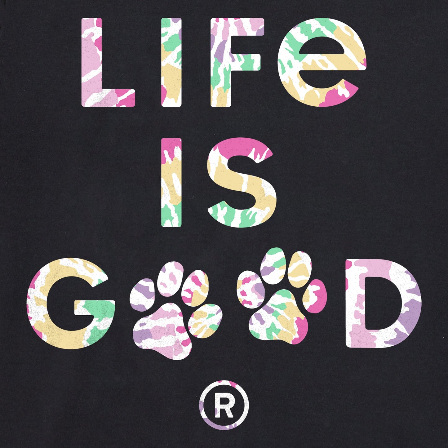 Women's Tie Dye Life is Good Paw Print Long Sleeve Crusher Tee