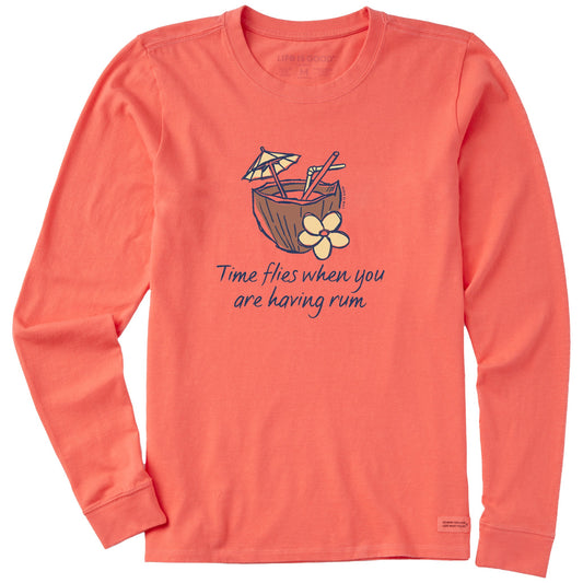 Women's Time Flies When You are Having Rum Long Sleeve Crusher Tee