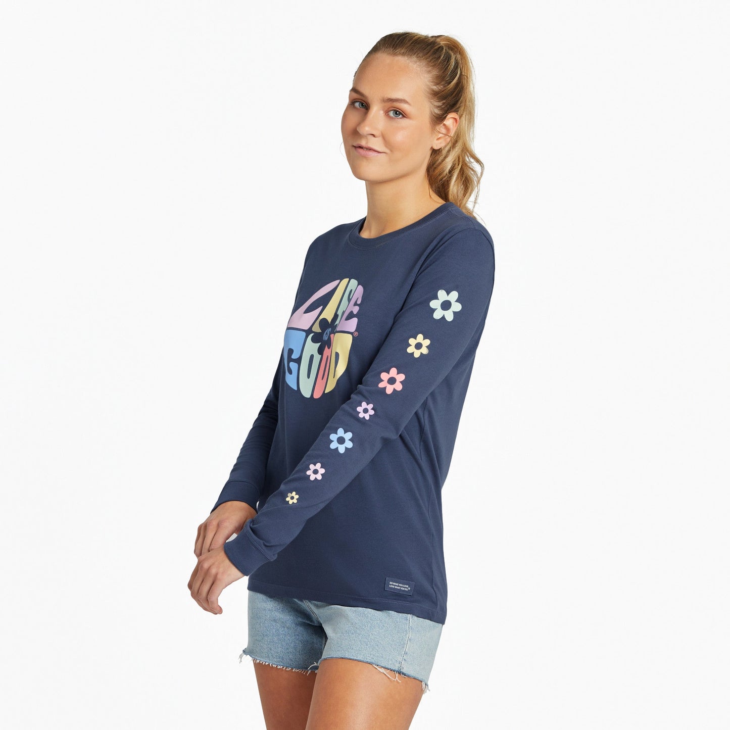 Women's Daisy Circle Psychedelic Long Sleeve Crusher Tee