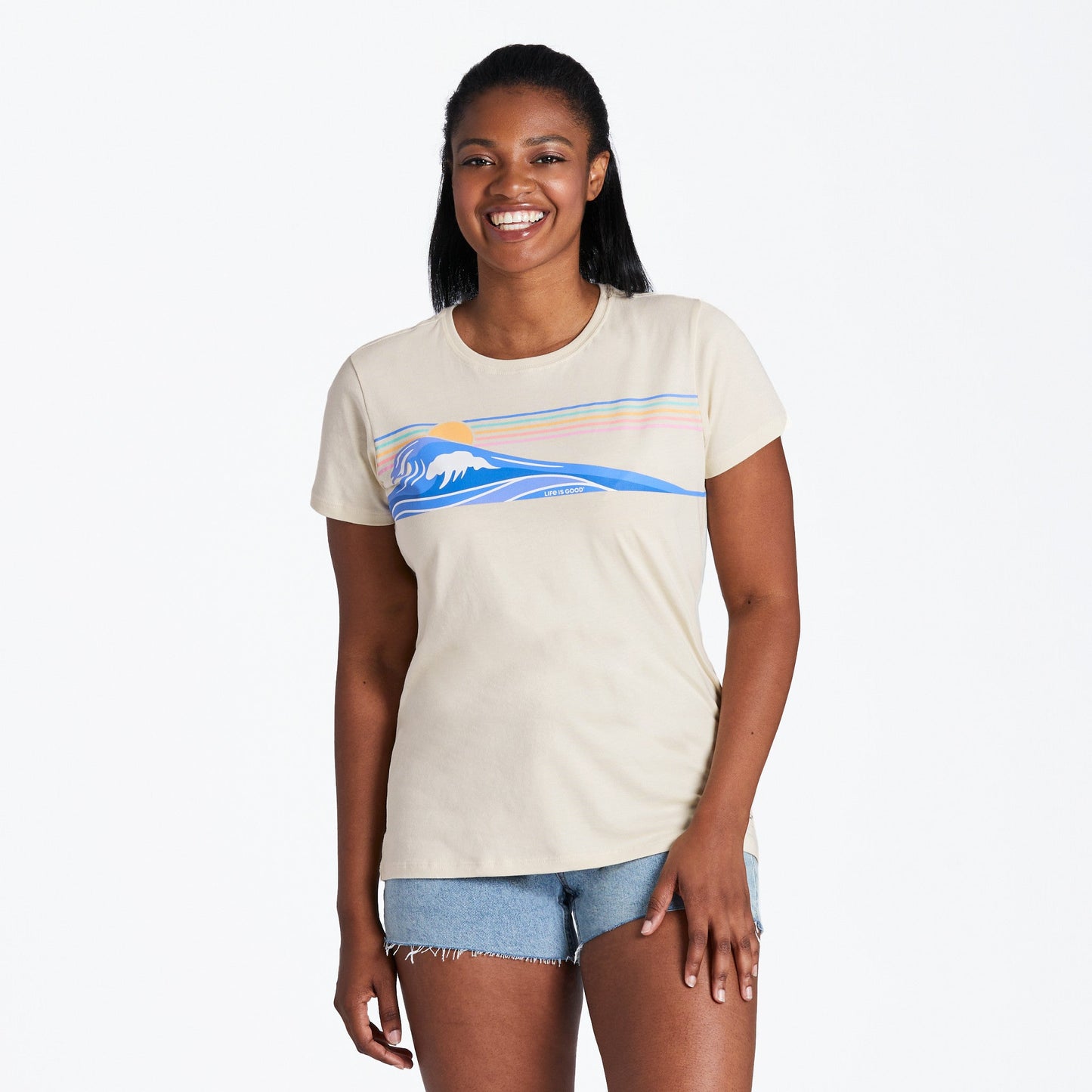 Women's Wavy Stripes Short Sleeve Crusher-LITE Tee
