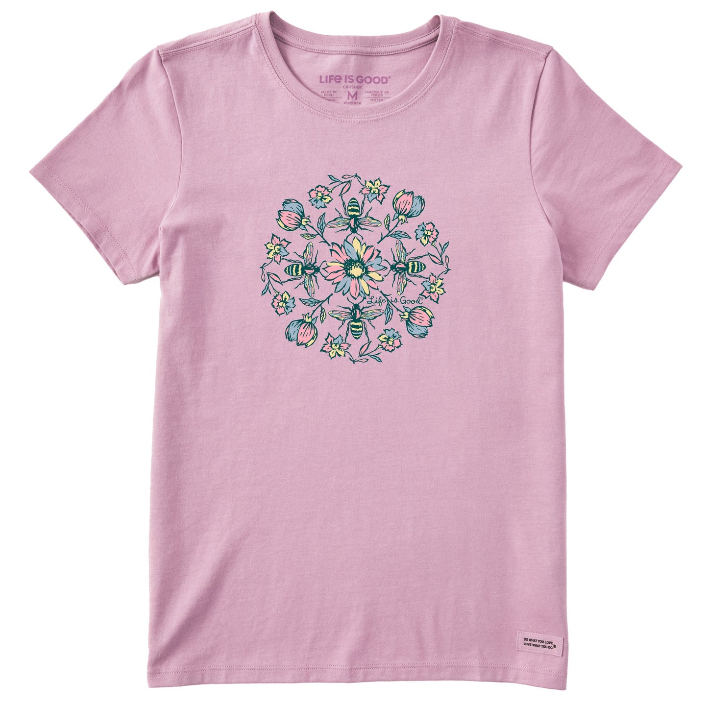 Women's Floral Bee Mandala Short Sleeve Tee