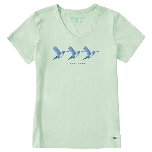 Women's Three Hummingbirds Short Sleeve Vee