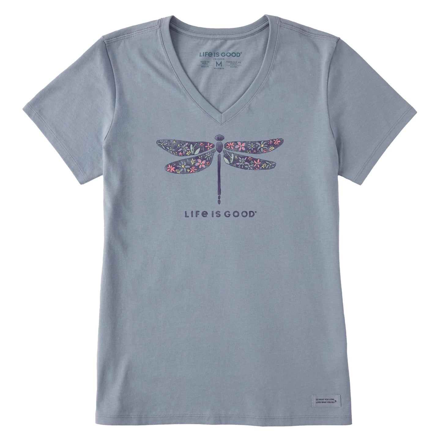 Women's Wildflower Dragonfly Short Sleeve Vee