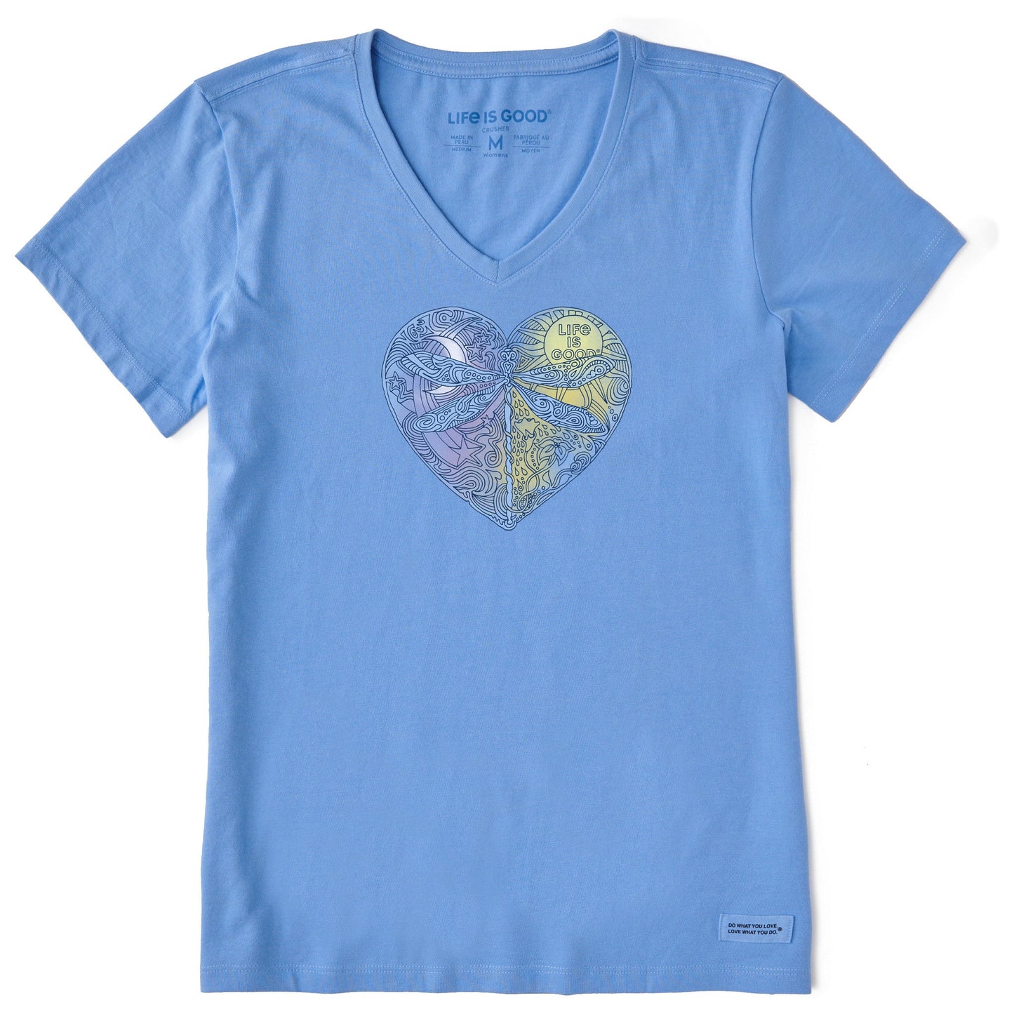 Women's Dragonfly Heart Short Sleeve Vee