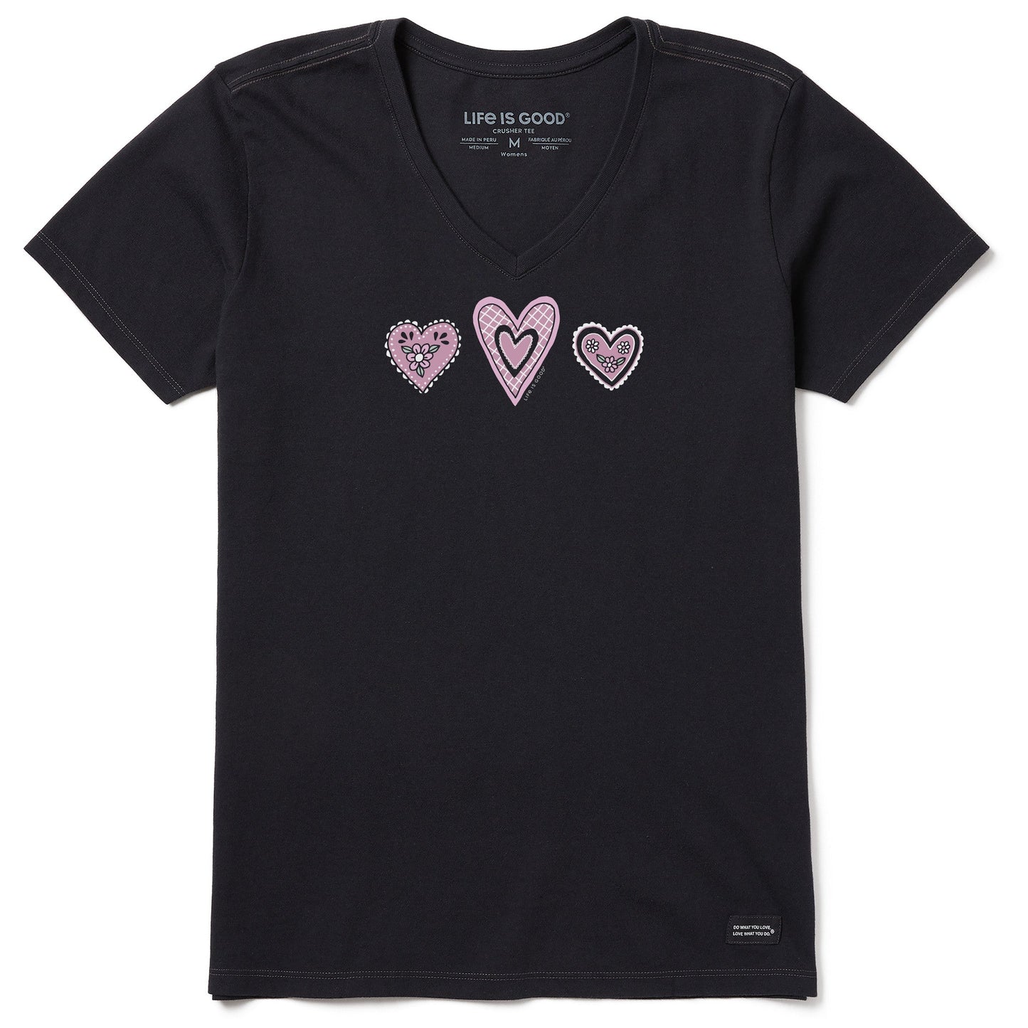 Women's Multi Folk Hearts Short Sleeve Vee