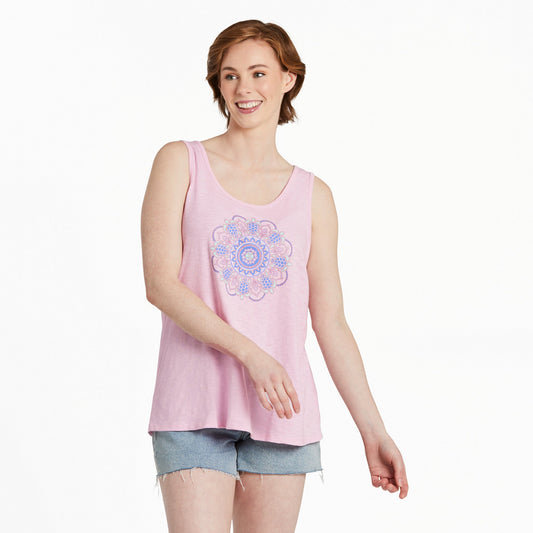 Women's Turtle Mandala Textured Slub Tank