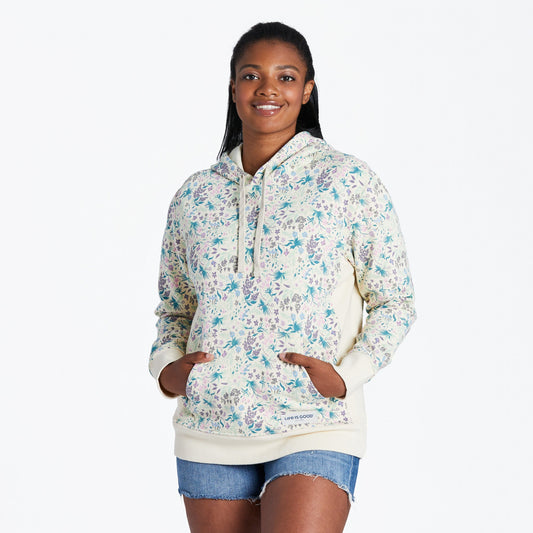 Women's Botanical Butterfly Pattern Simply True Fleece Hoodie
