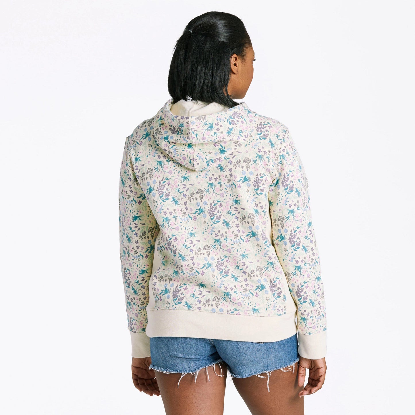 Women's Botanical Butterfly Pattern Simply True Fleece Hoodie