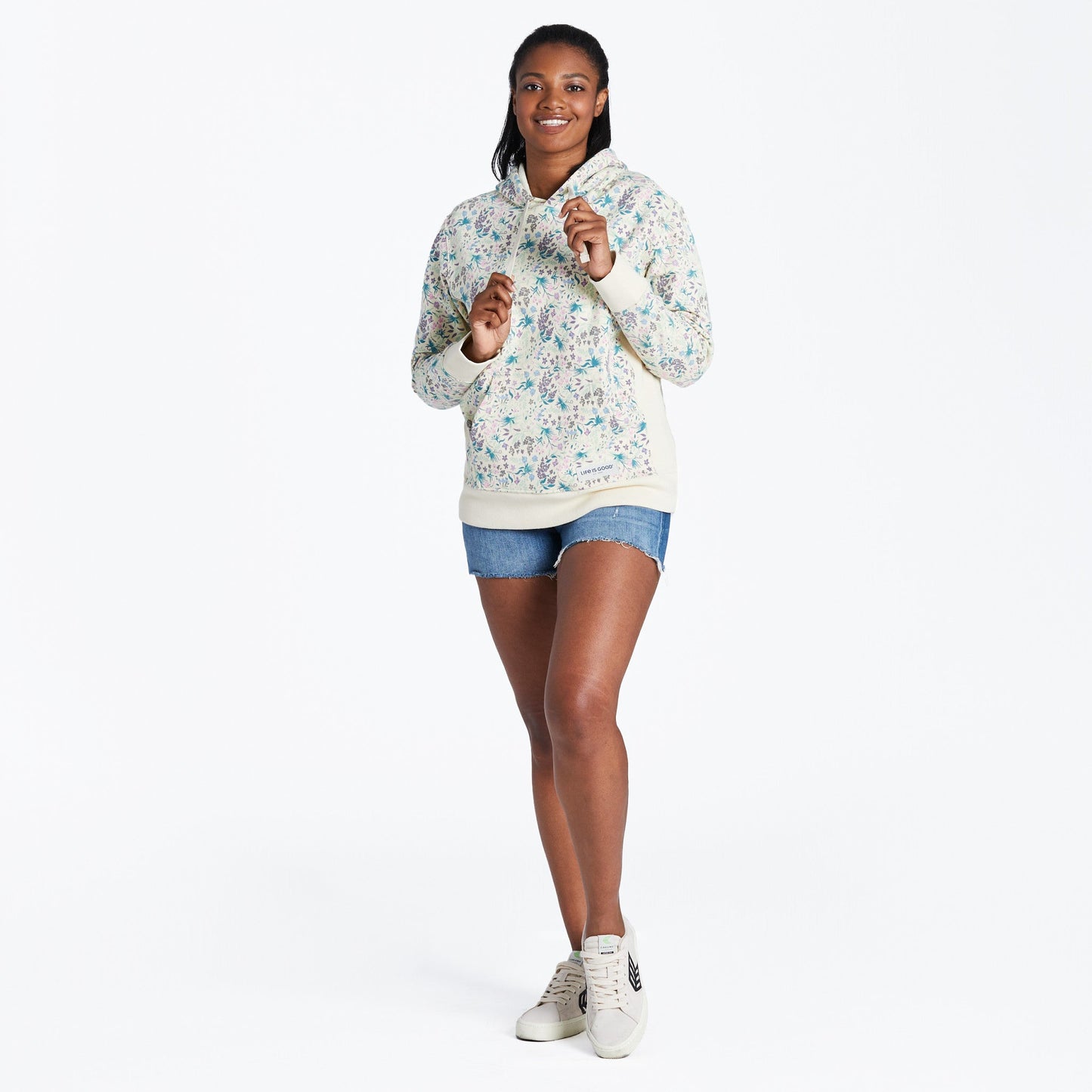 Women's Botanical Butterfly Pattern Simply True Fleece Hoodie