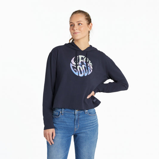 Women's Groovy Tie Dye LIG Crusher-FLEX Boxy Hoodie