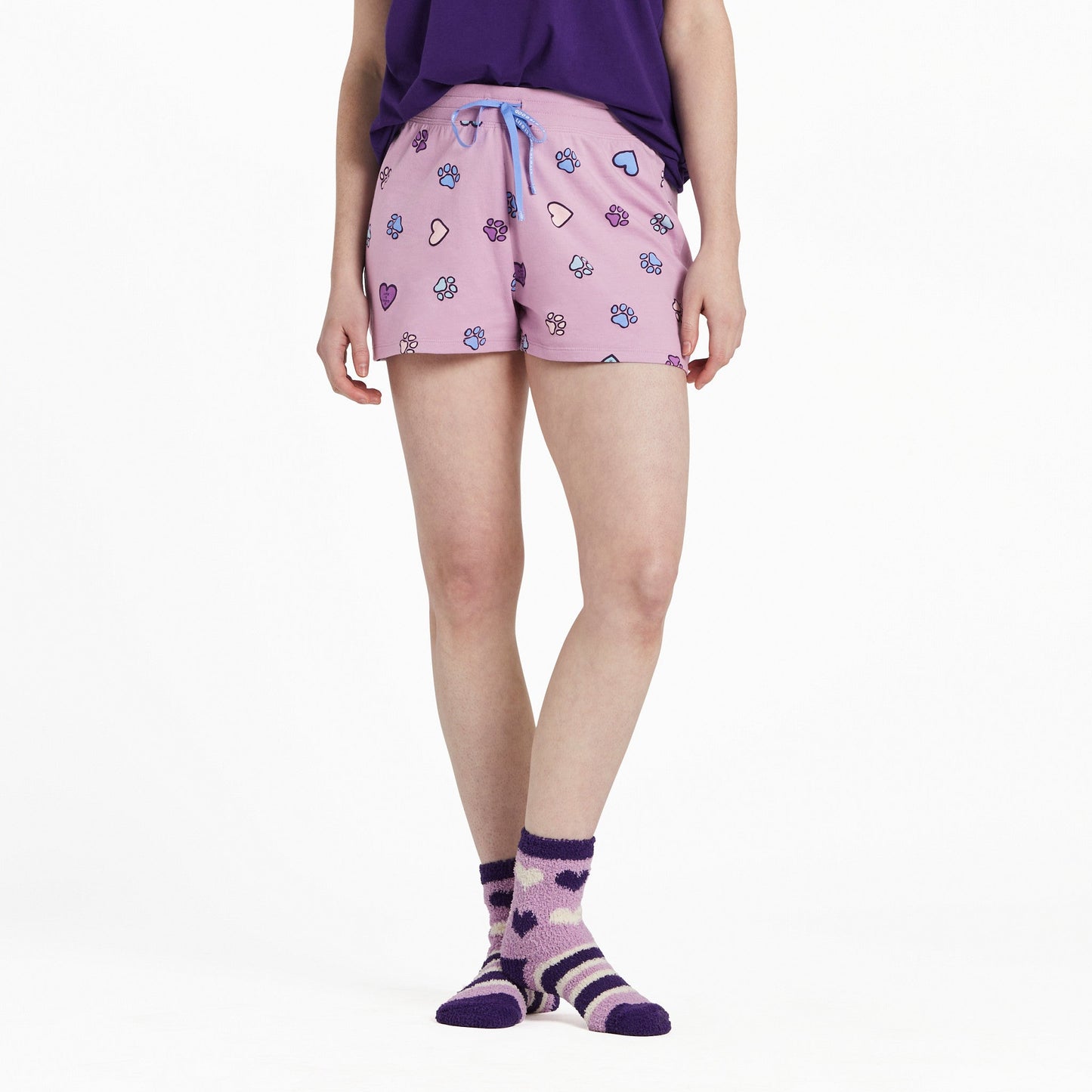 Women's Hearts and Paws Pattern Snuggle Up Sleep Short