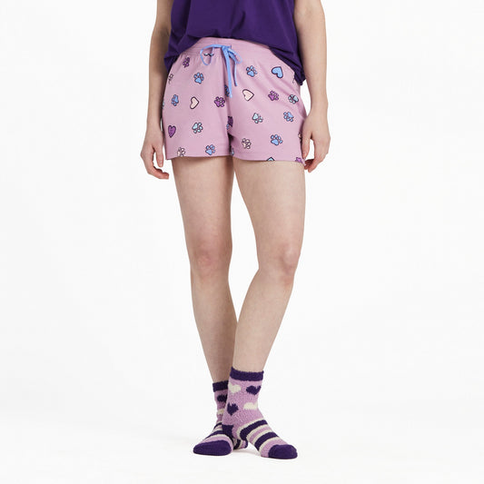Women's Hearts and Paws Pattern Snuggle Up Sleep Short