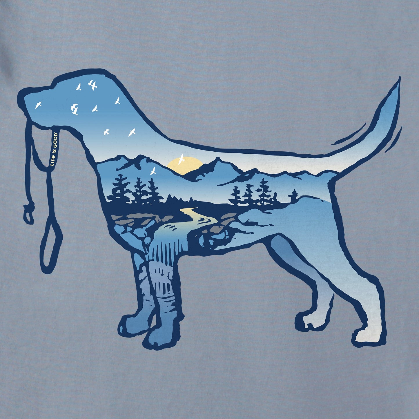 Men's Dog Mountain Scene Short Sleeve Crusher Tee