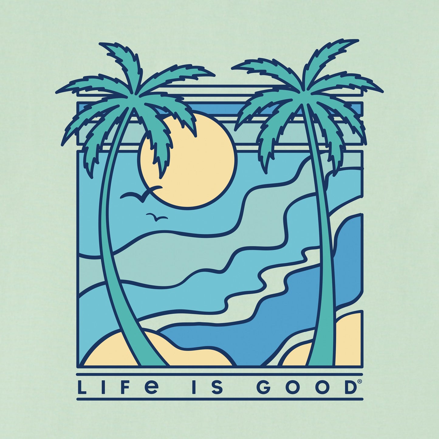 Men's Retro Palms Scene Long Sleeve Crusher Tee