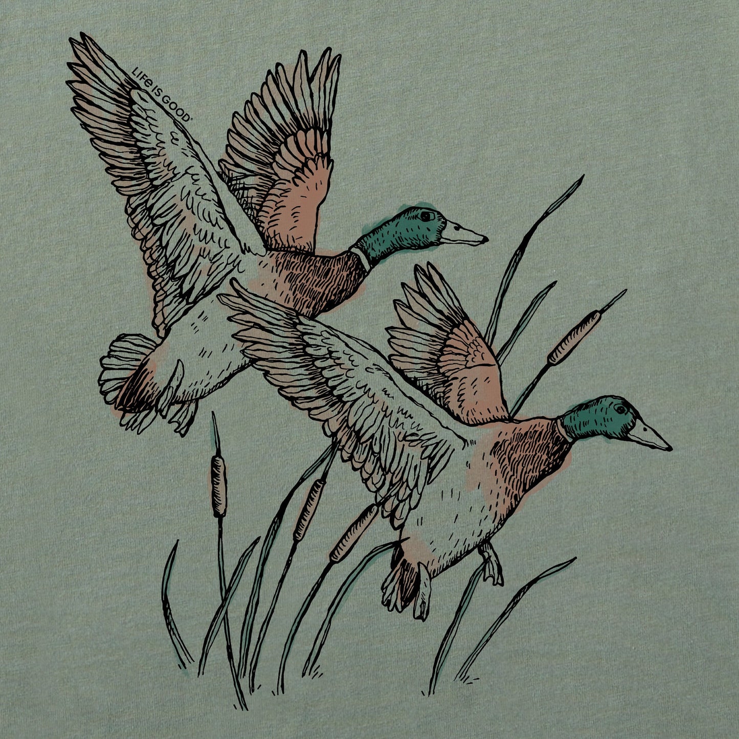 Men's Mallard Ducks Illustration Short Sleeve Tee