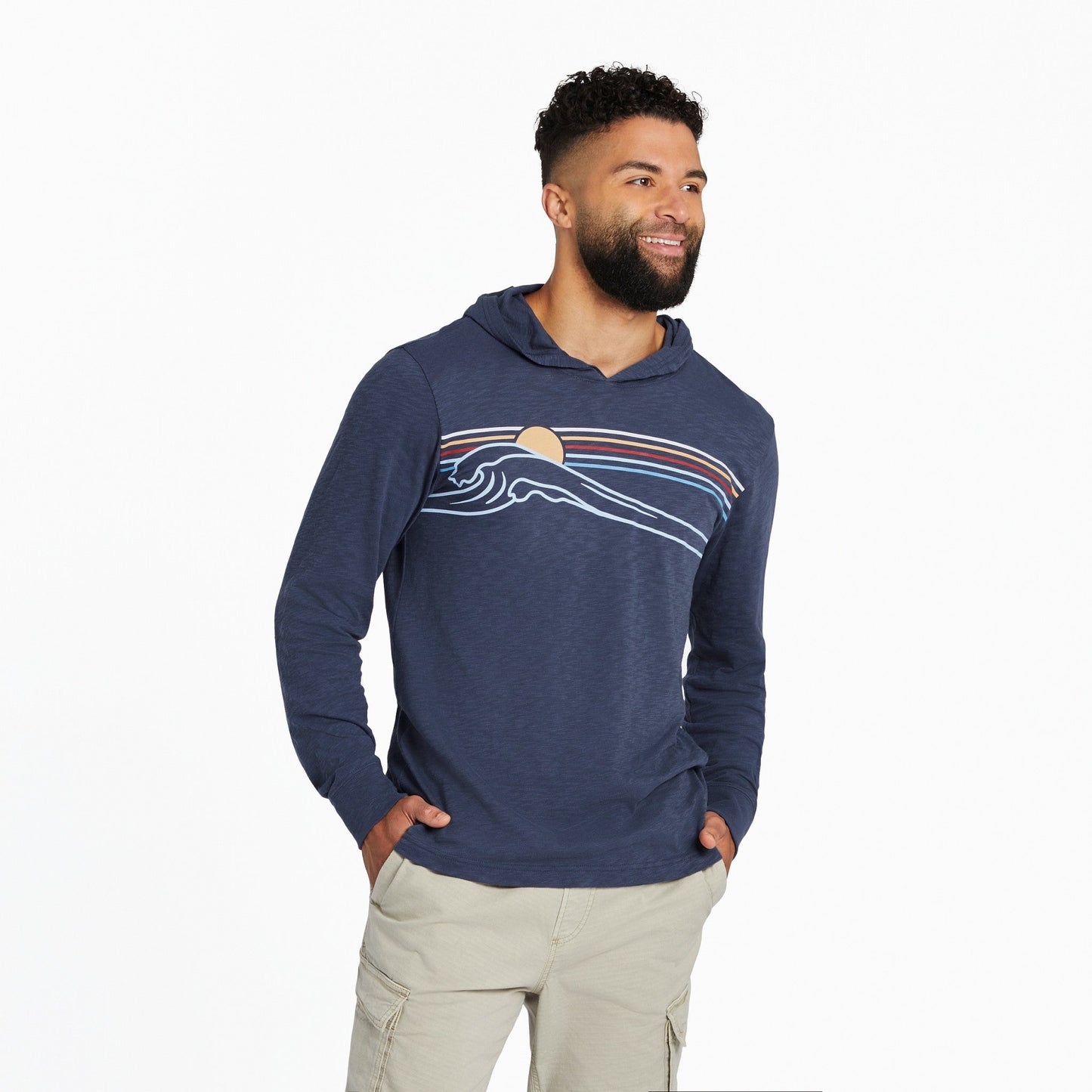Men's Wave Stripe Textured Slub Hoodie